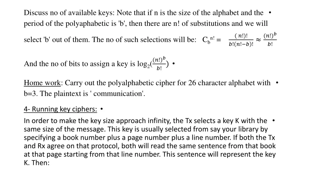 discuss no of available keys note that