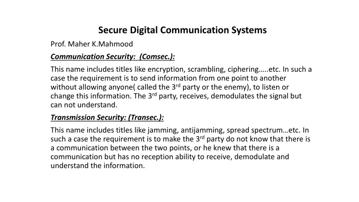 secure digital communication systems