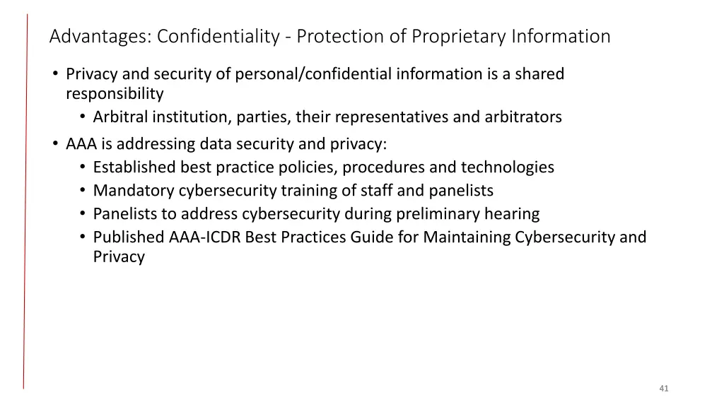 advantages confidentiality protection 1