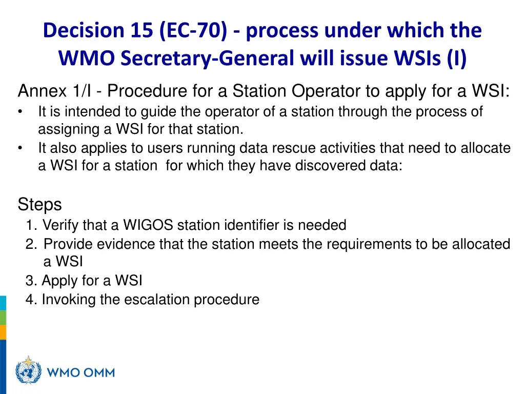 decision 15 ec 70 process under which