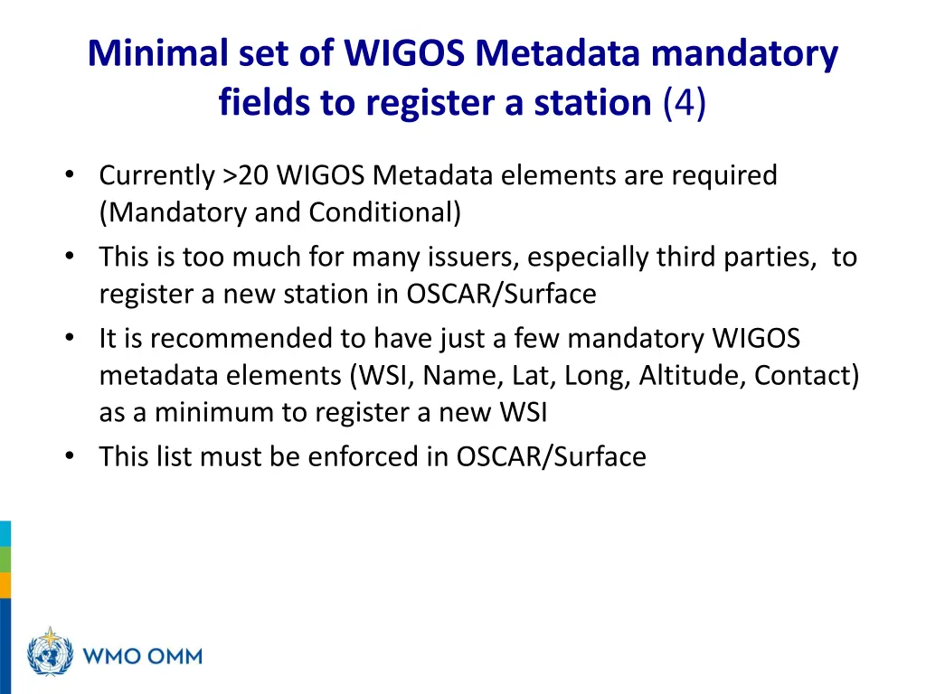 minimal set of wigos metadata mandatory fields
