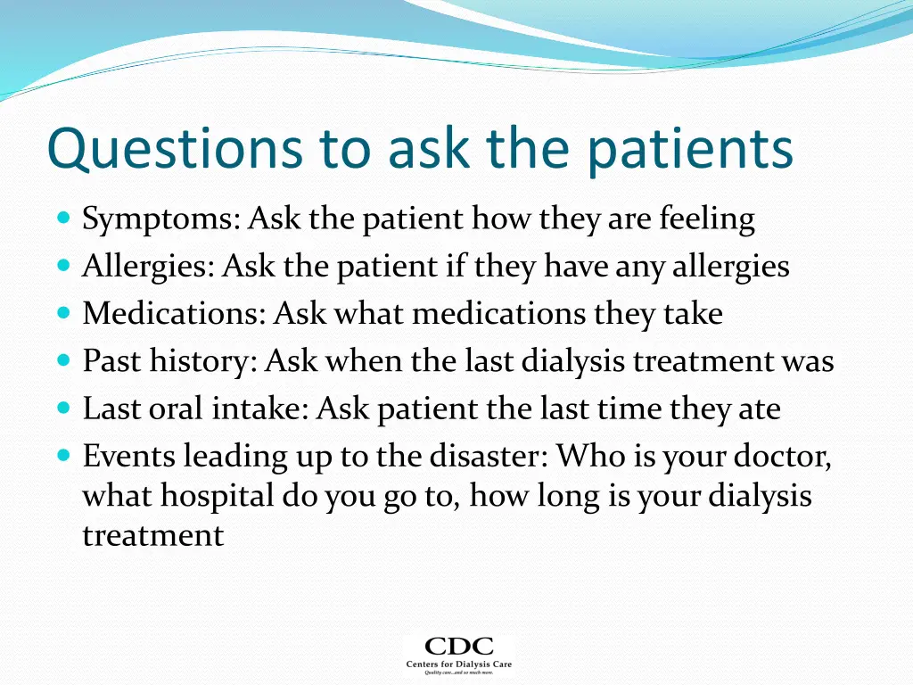questions to ask the patients