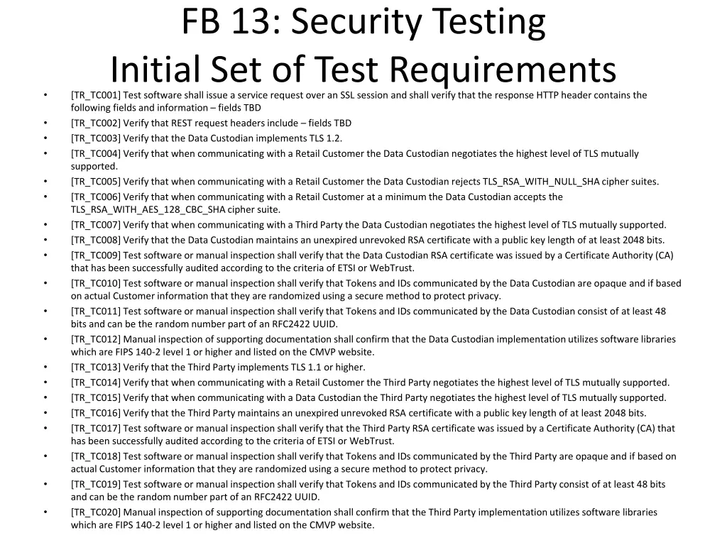 fb 13 security testing initial set of test