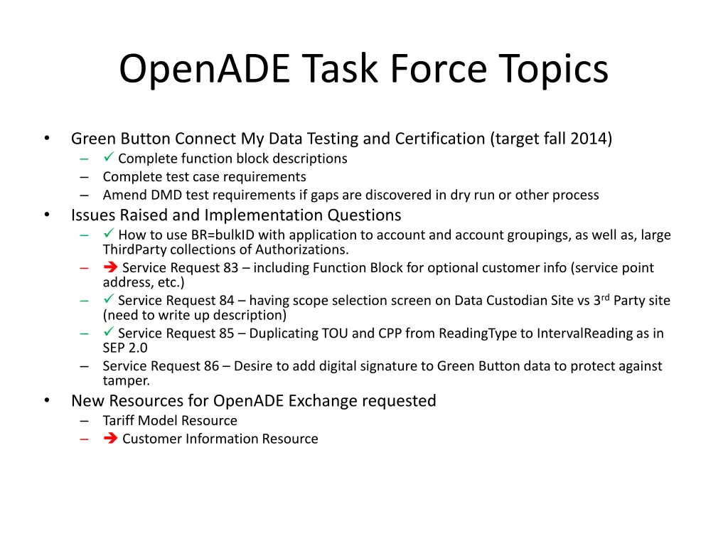 openade task force topics