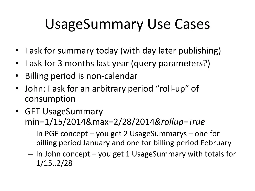 usagesummary use cases