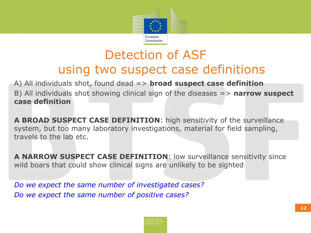 detection of asf using two suspect case