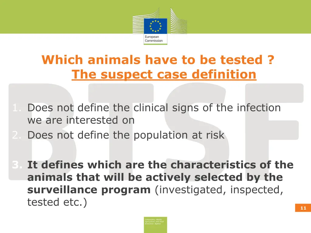 which animals have to be tested the suspect case