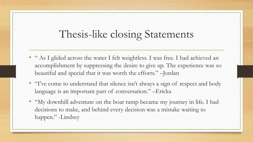thesis like closing statements