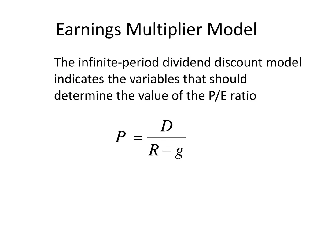 earnings multiplier model 1
