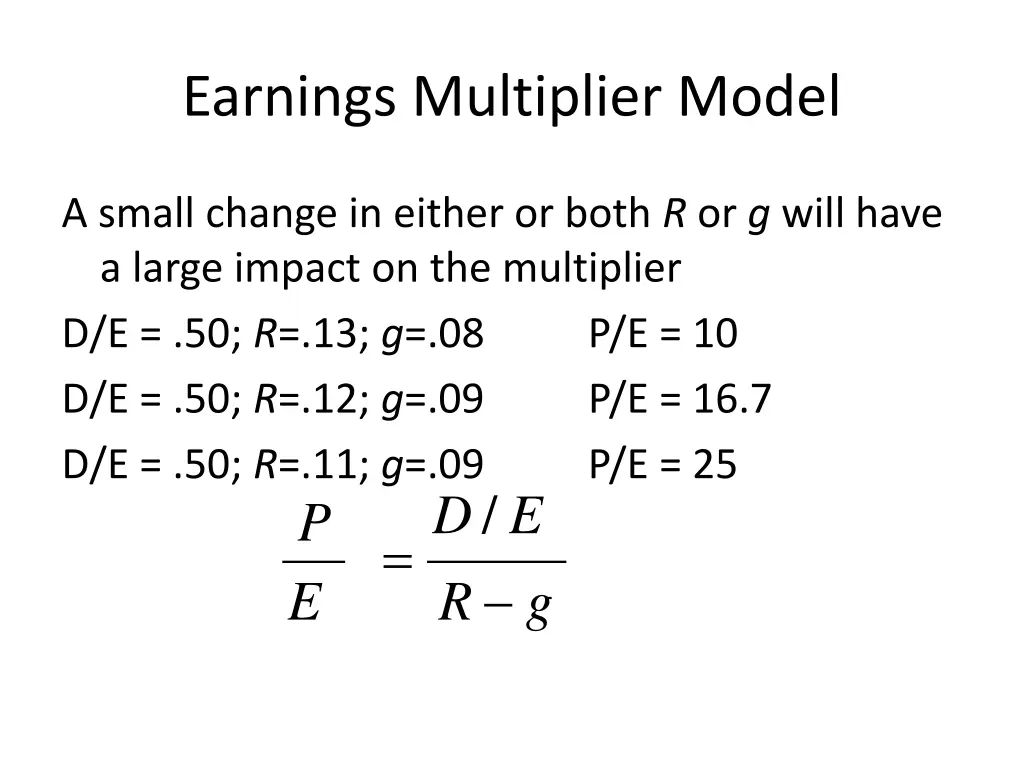 earnings multiplier model 11