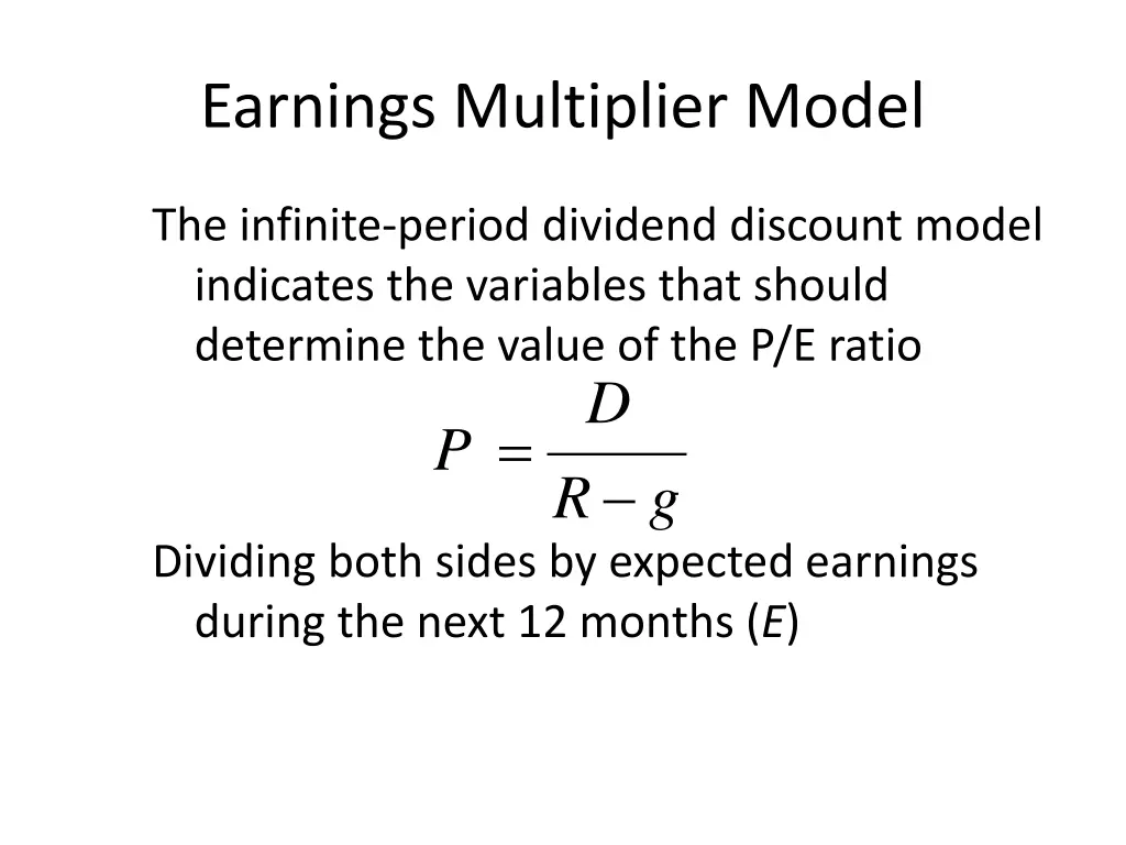 earnings multiplier model 2