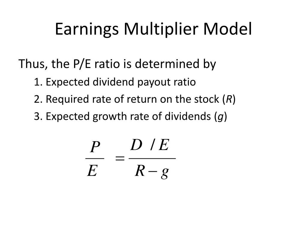 earnings multiplier model 4