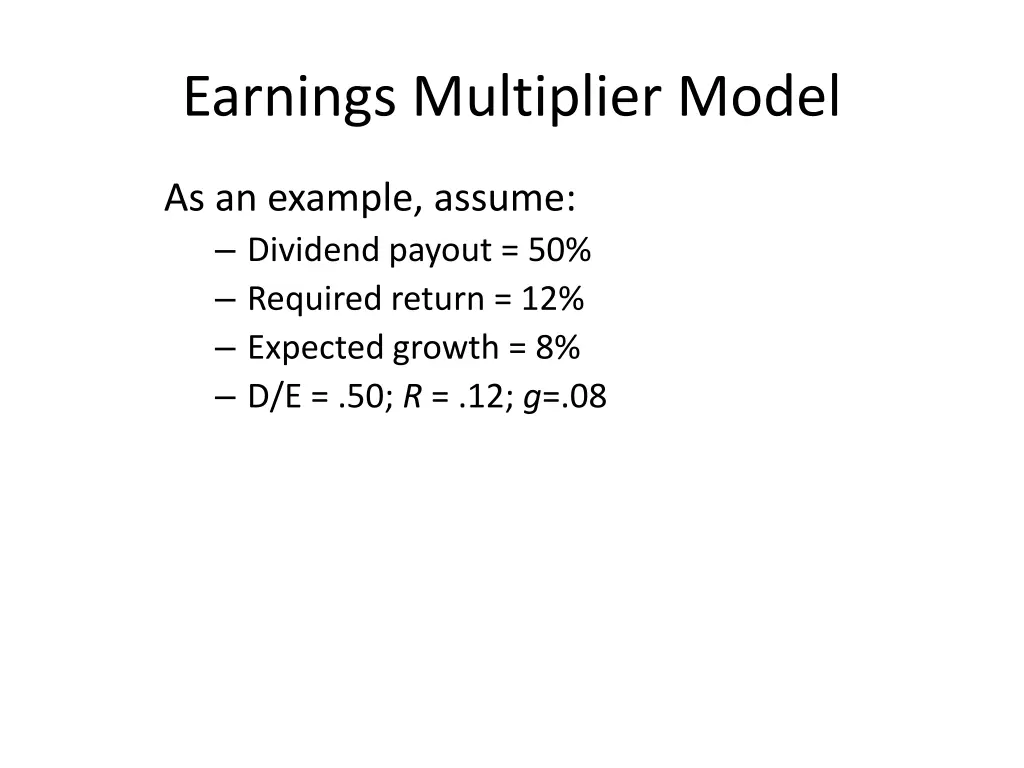 earnings multiplier model 5