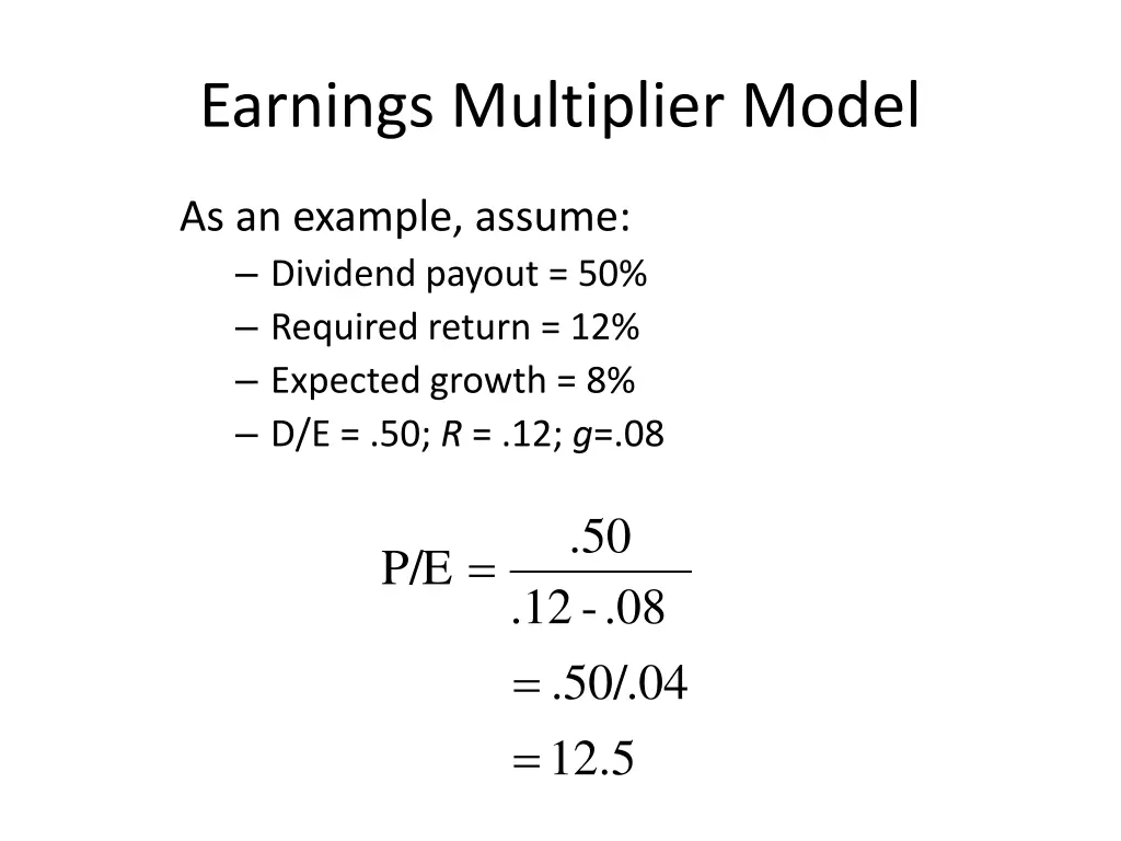 earnings multiplier model 6