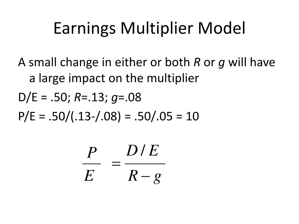 earnings multiplier model 8