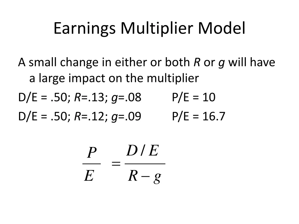 earnings multiplier model 9