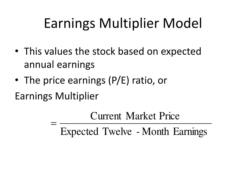 earnings multiplier model