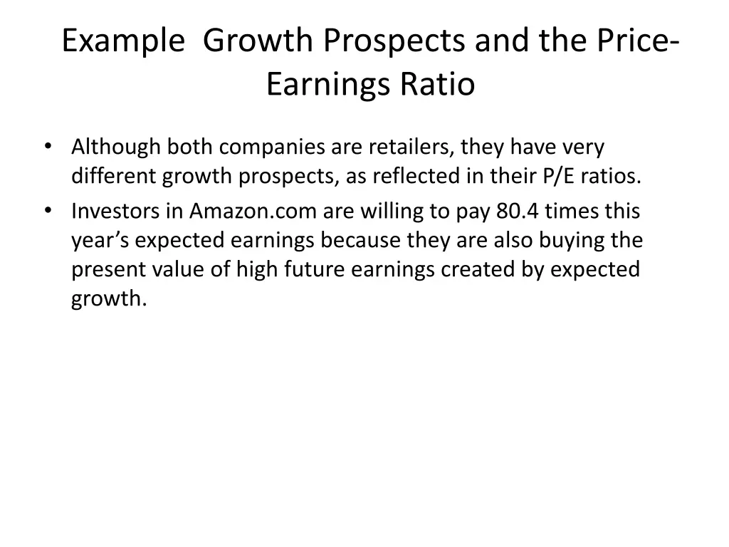 example growth prospects and the price earnings 2