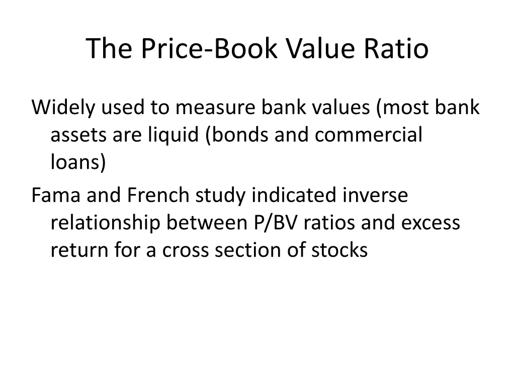 the price book value ratio
