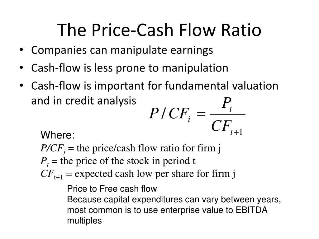 the price cash flow ratio companies
