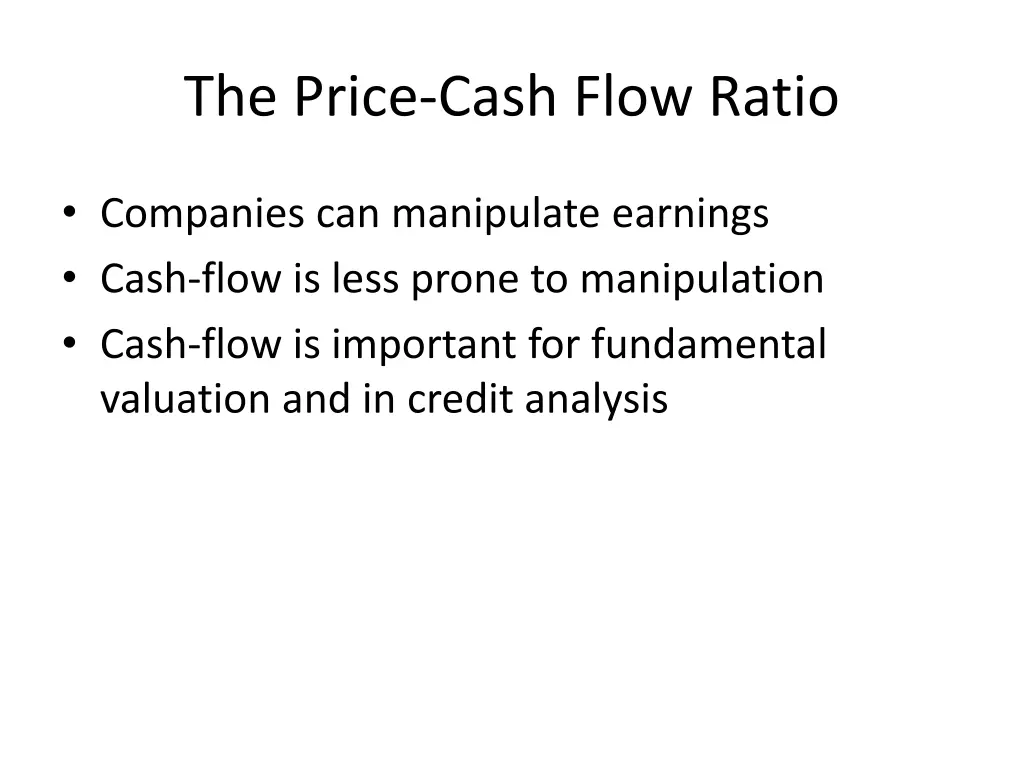 the price cash flow ratio