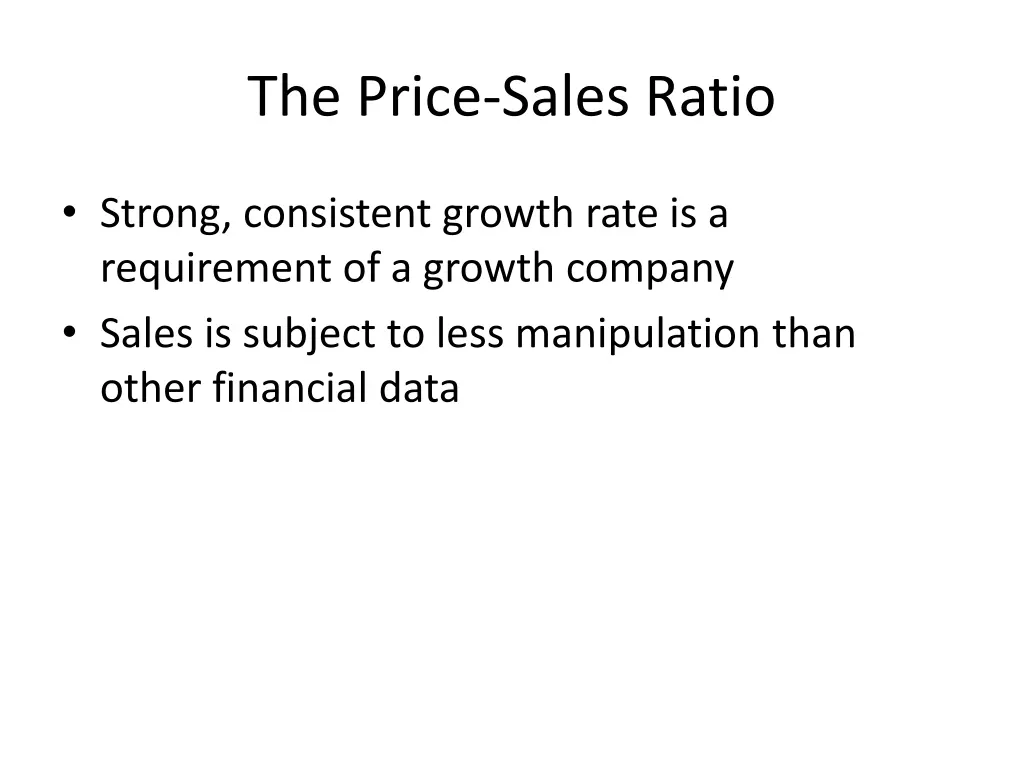 the price sales ratio 1