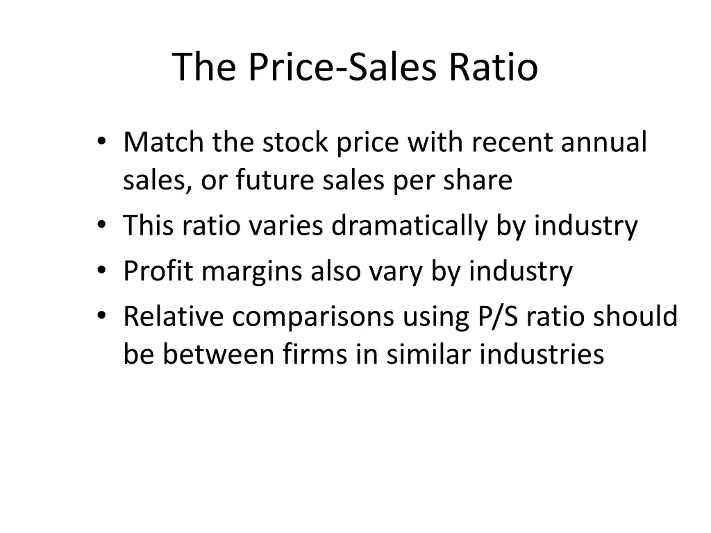 the price sales ratio
