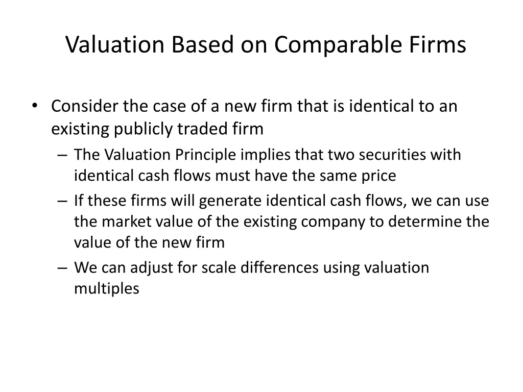 valuation based on comparable firms 1