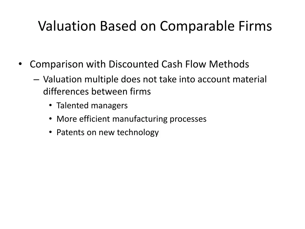 valuation based on comparable firms 10