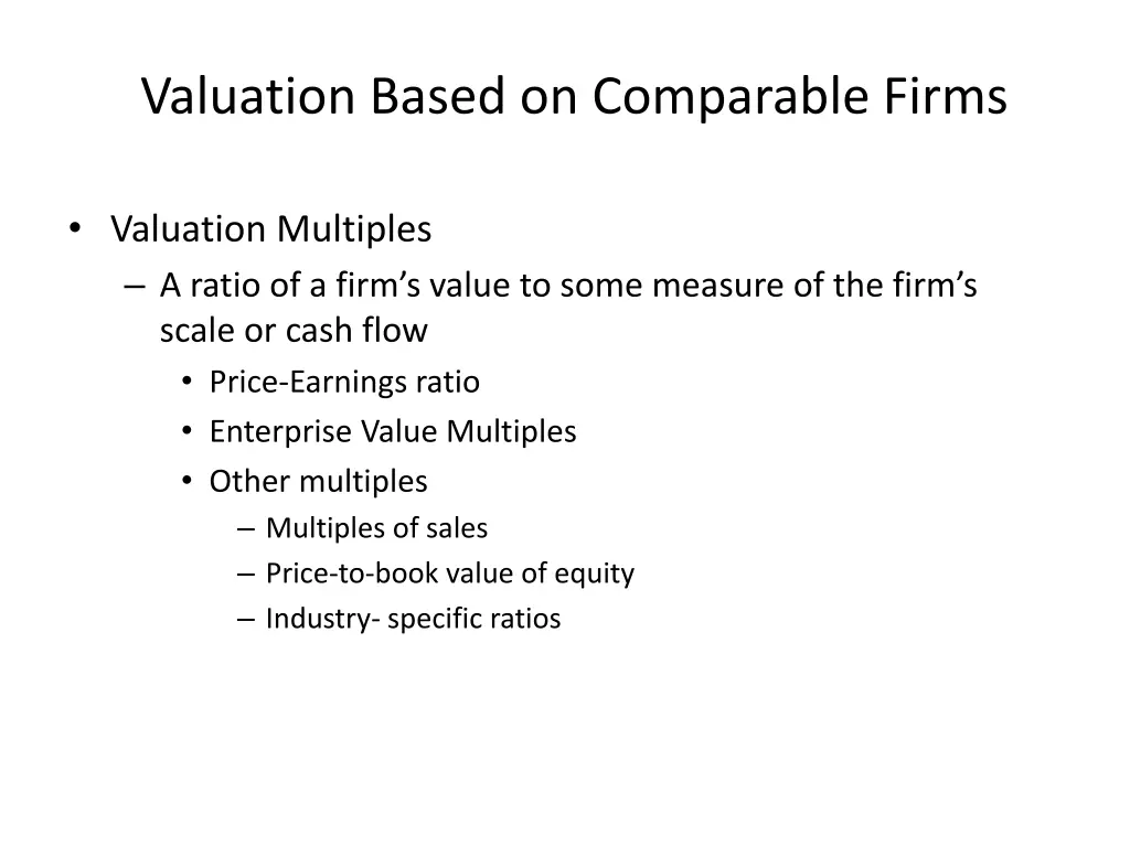valuation based on comparable firms 3