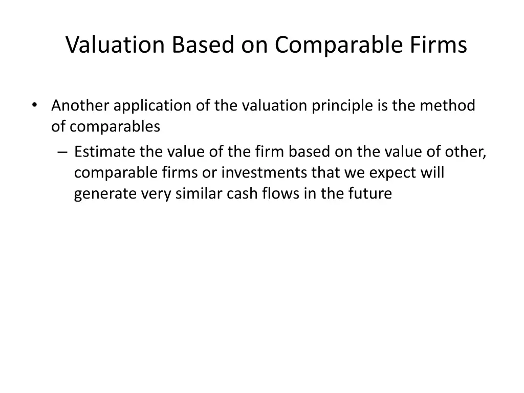 valuation based on comparable firms