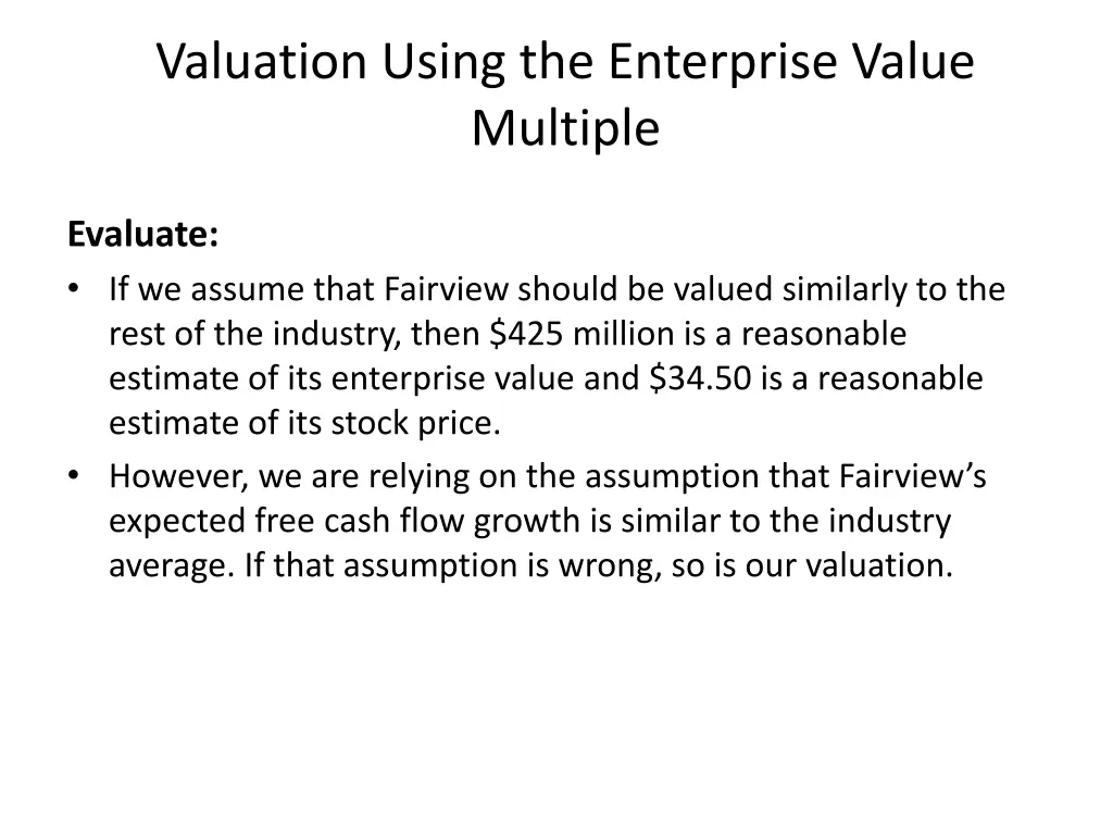 valuation using the enterprise value multiple 1