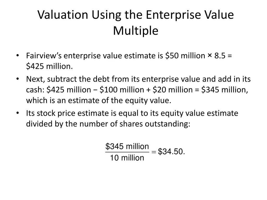 valuation using the enterprise value multiple