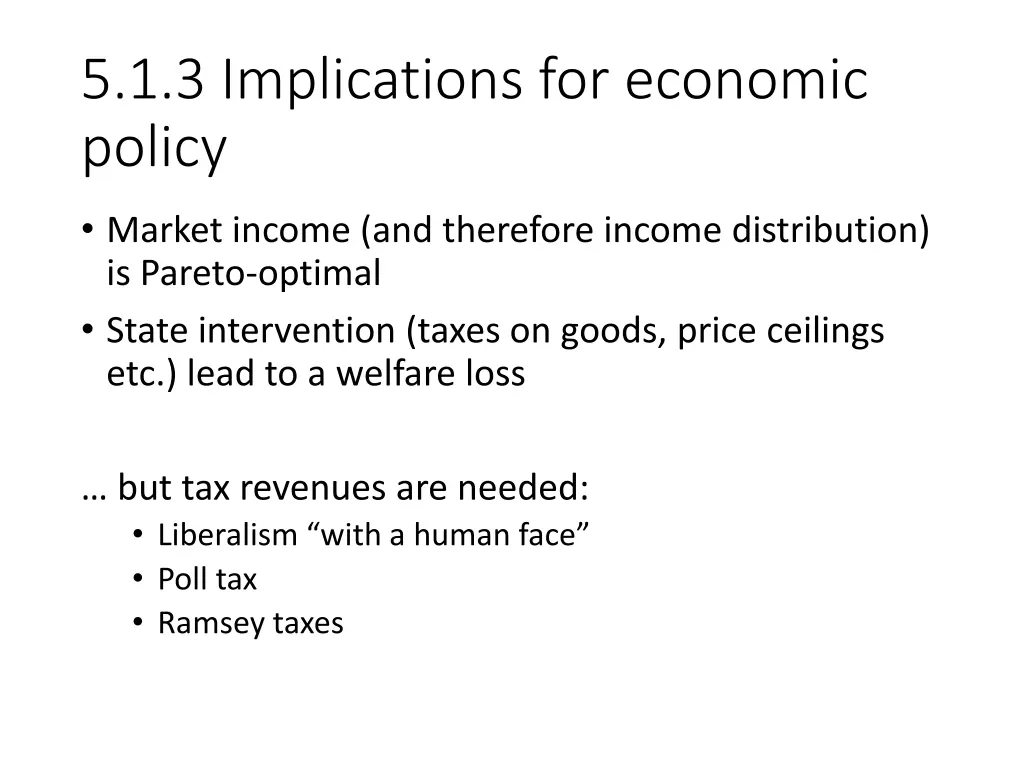 5 1 3 implications for economic policy