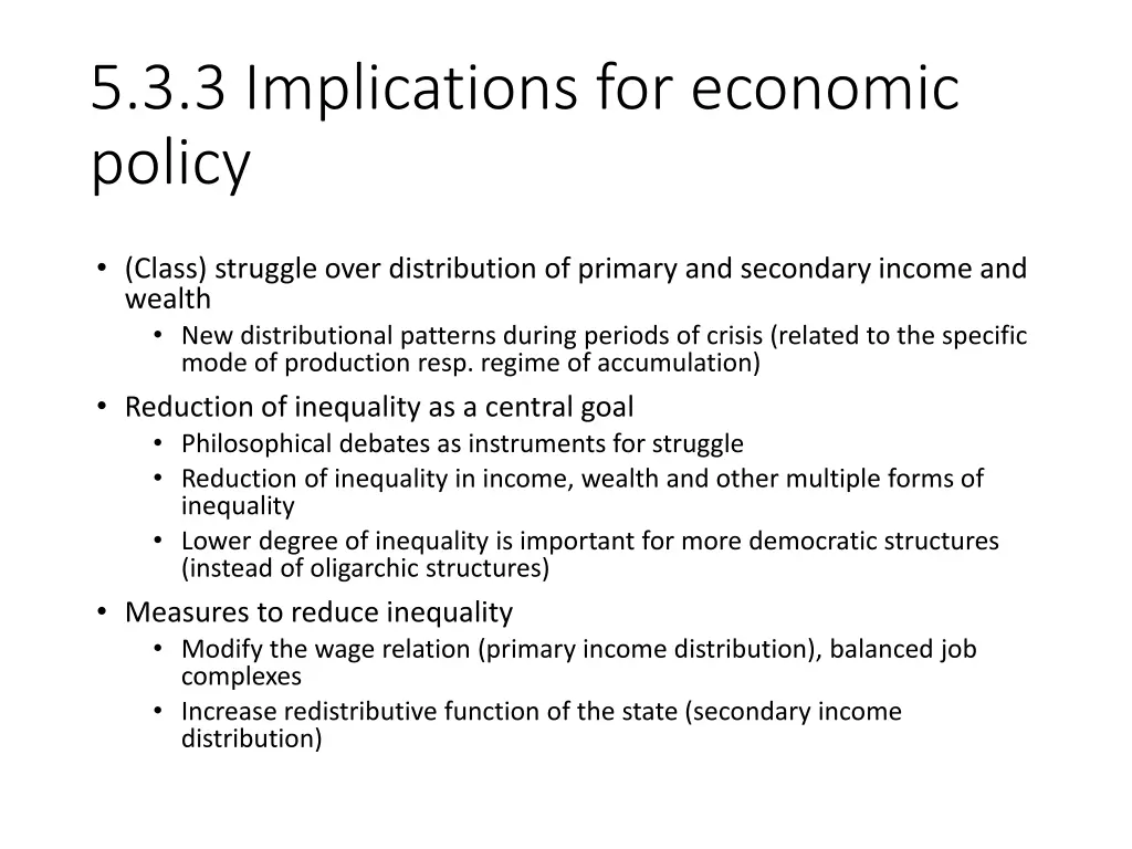 5 3 3 implications for economic policy