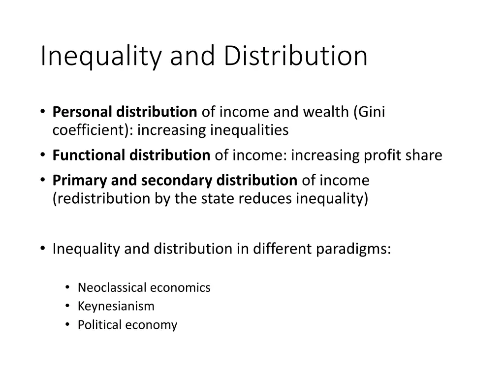 inequality and distribution
