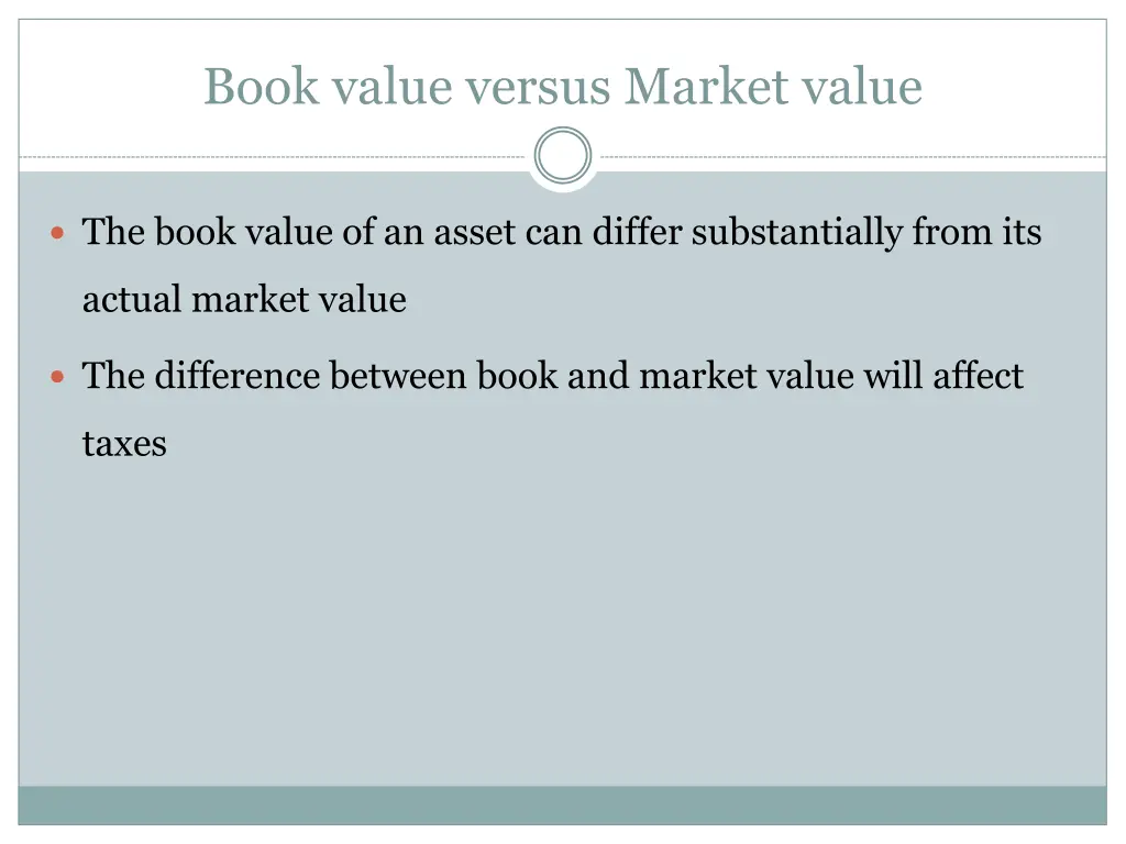 book value versus market value
