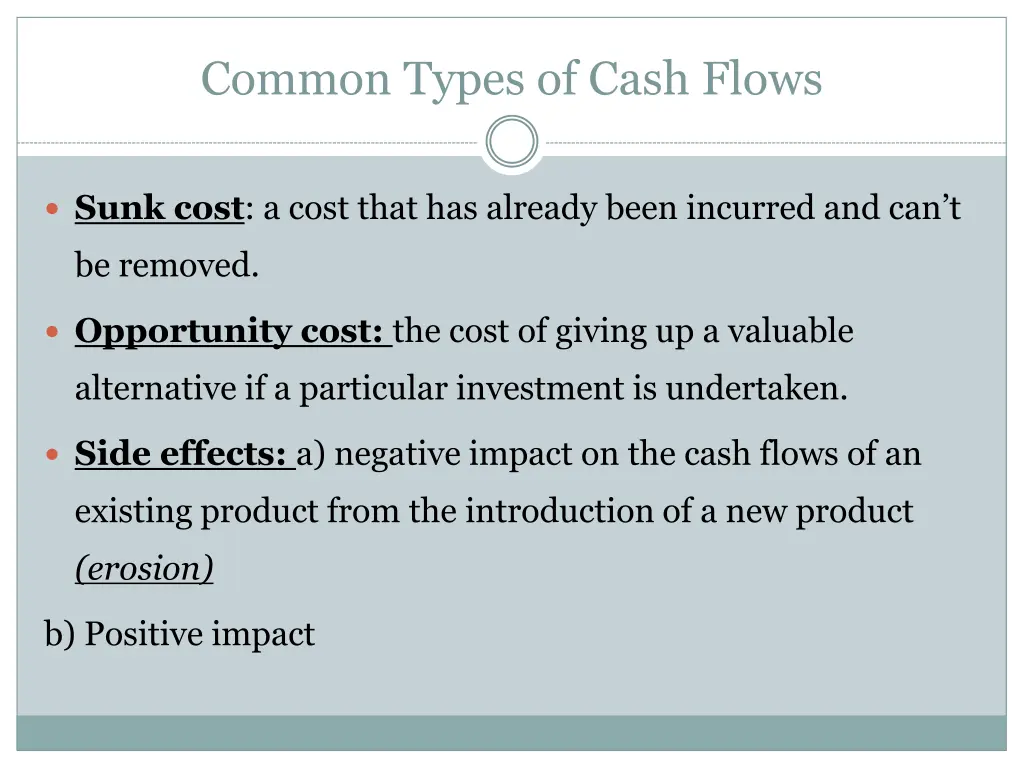 common types of cash flows