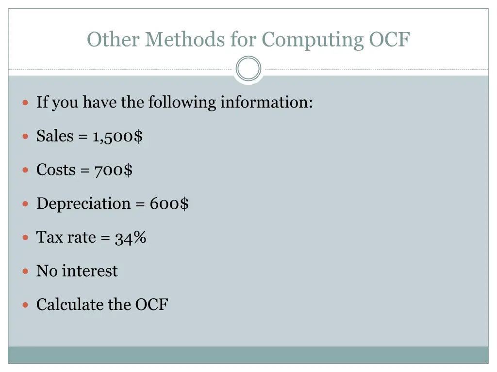 other methods for computing ocf