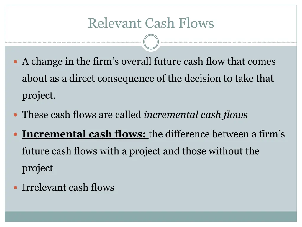 relevant cash flows