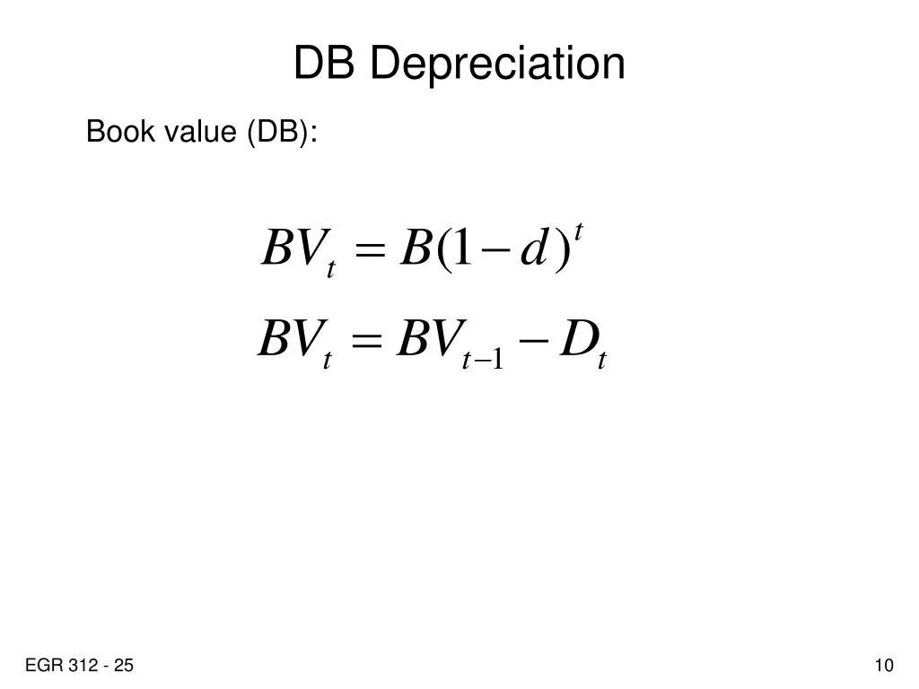 db depreciation