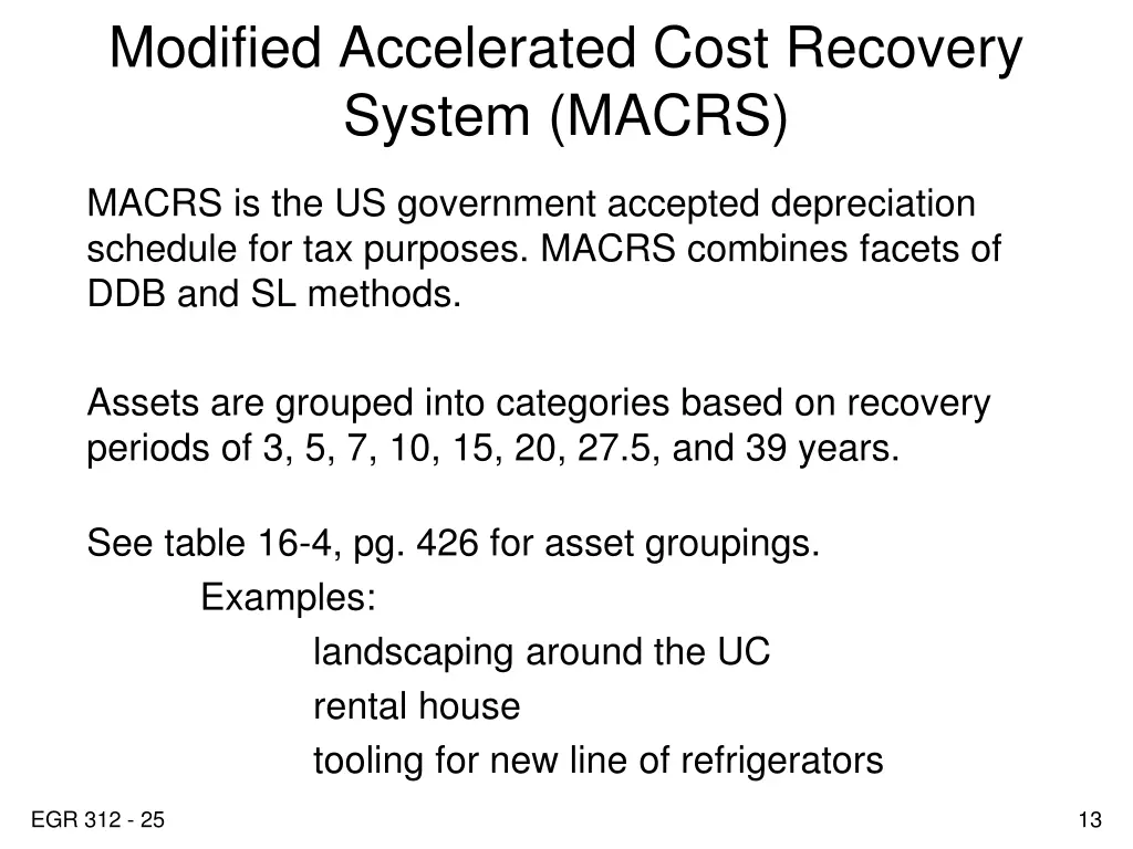 modified accelerated cost recovery system macrs