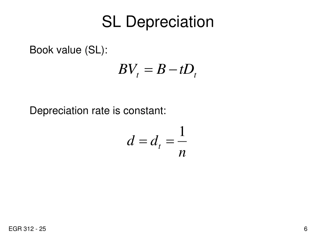 sl depreciation