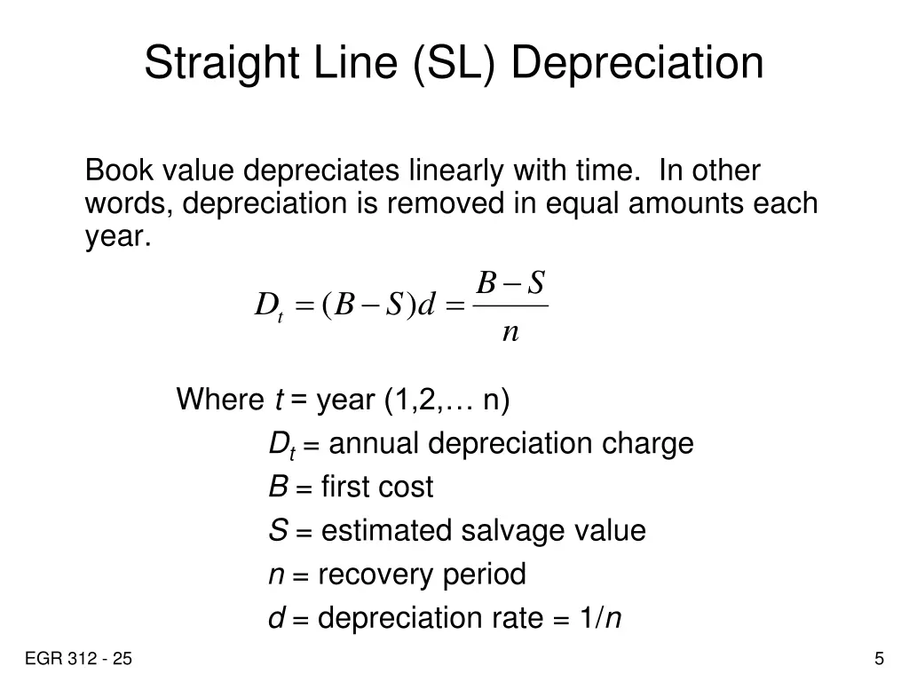 straight line sl depreciation