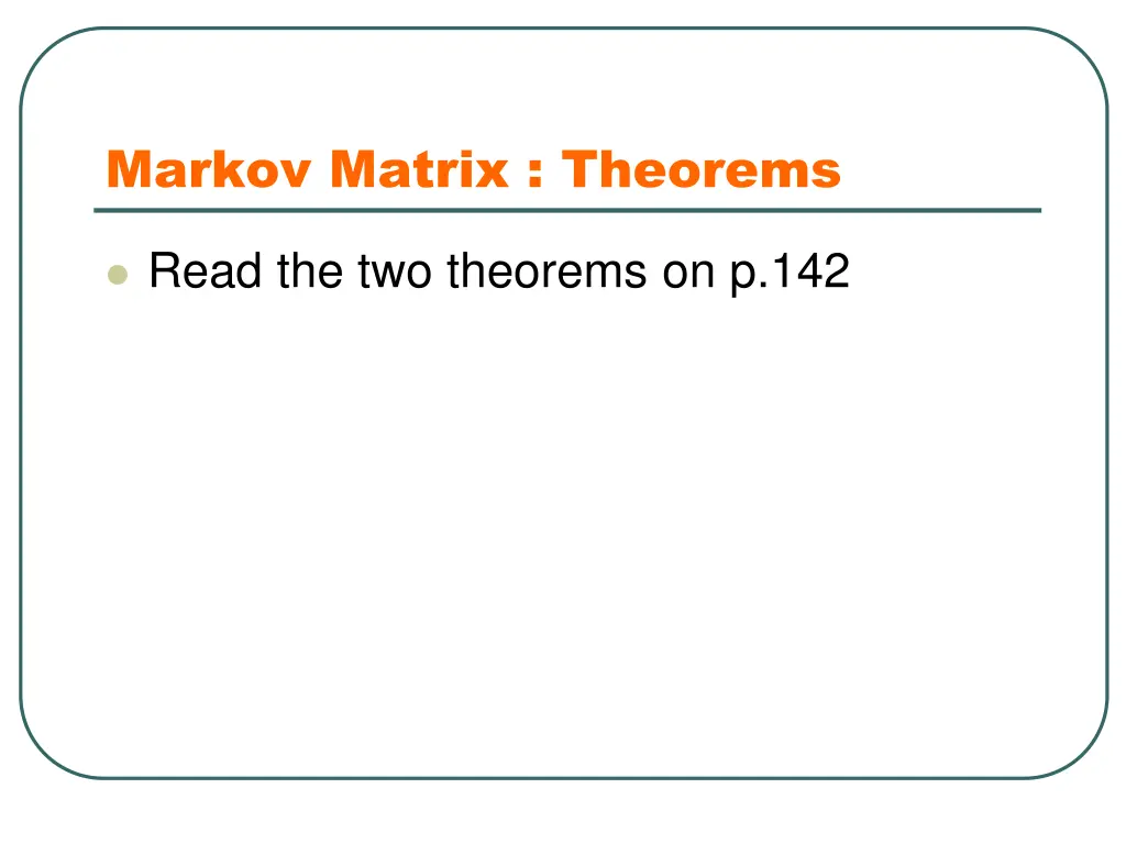 markov matrix theorems