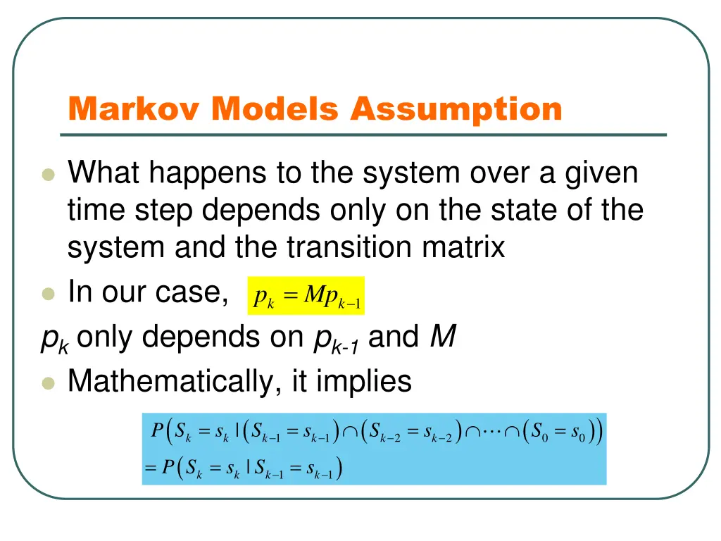 markov models assumption 2