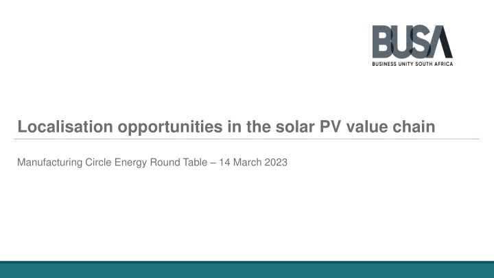 localisation opportunities in the solar pv value
