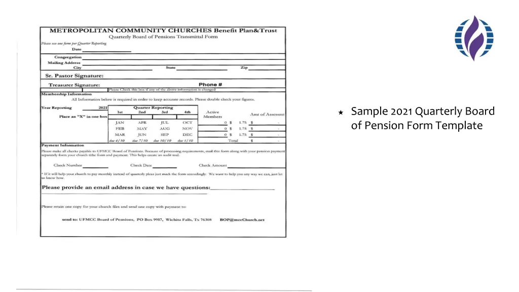 sample 2021 quarterly board of pension form