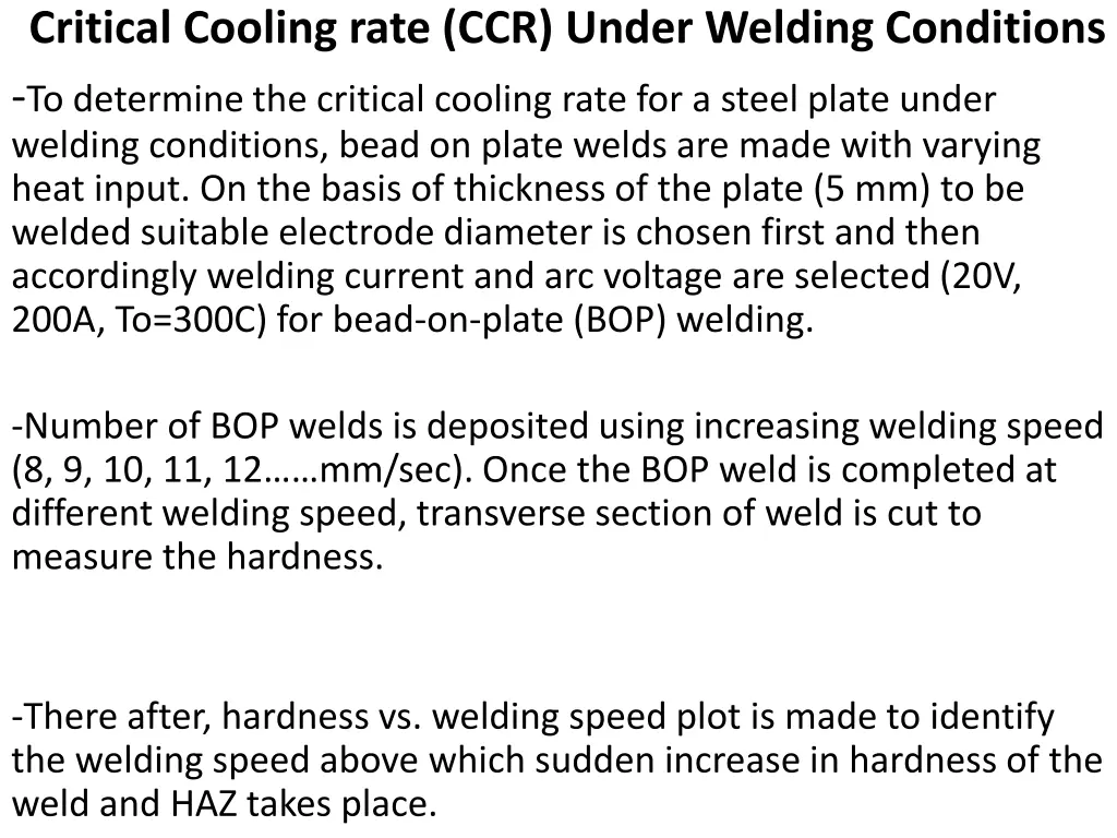 critical cooling rate ccr under welding