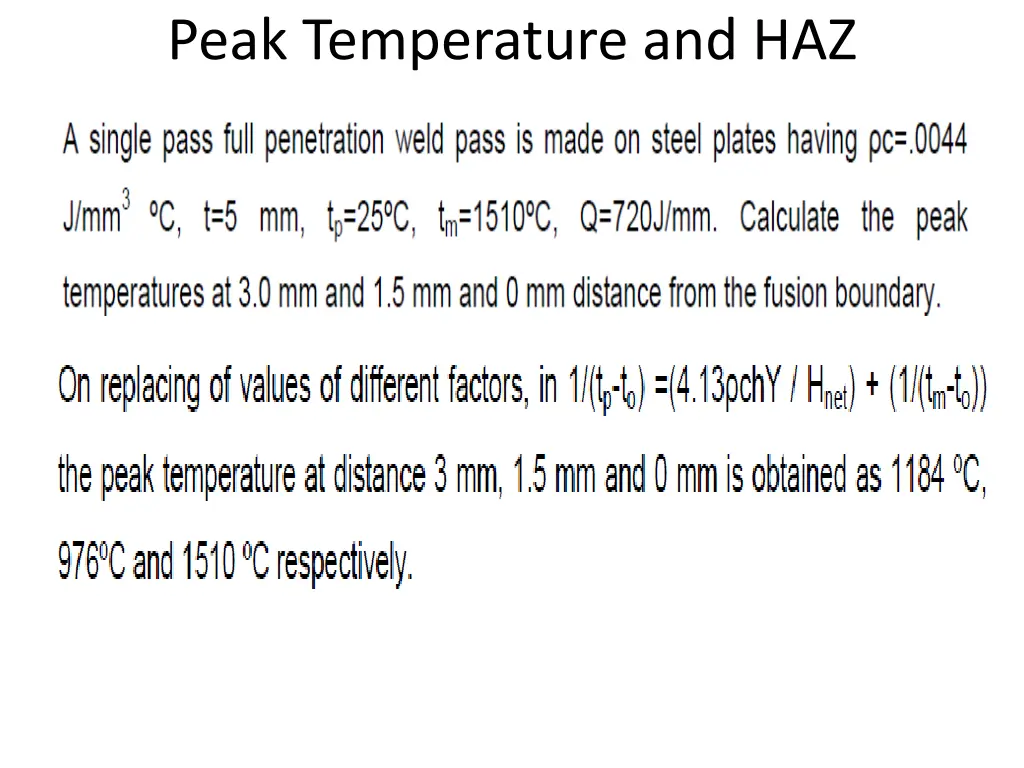 peak temperature and haz 4
